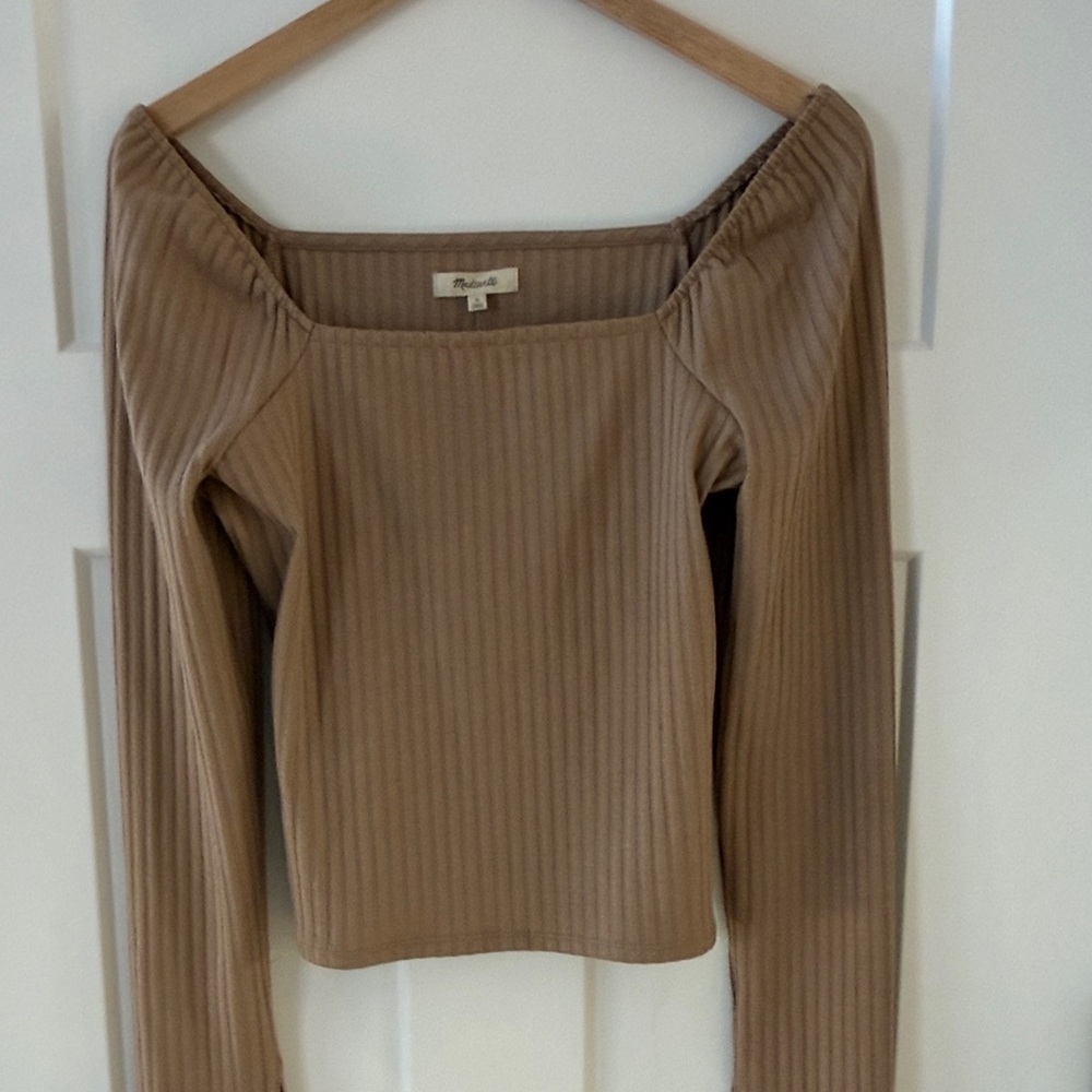 Madewell Ribbed Camel Long Sleeve Top